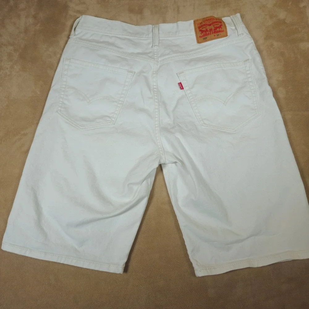 Levis 569 Men White Loose Straight Denim Shorts Size 34